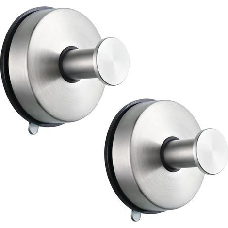 2 piezas de gancho con ventosa de acero inoxidable, toallero para baño, colgador de paños de cocina, perchero, plateado (1/5)