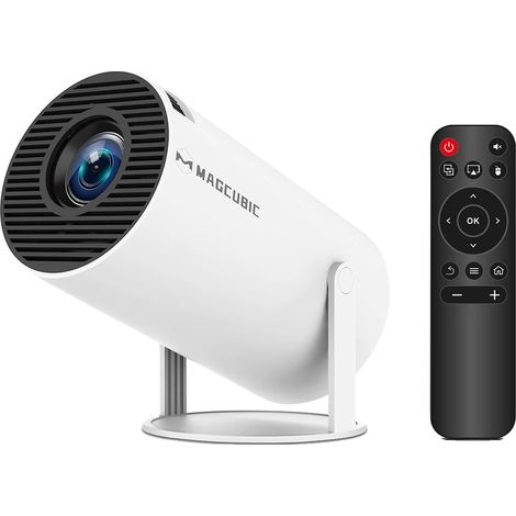 Projecteur, 8000 Lumens, Connectivité WiFi et Bluetooth, HY300 Pro-Blanc, Prise UE (1/2)