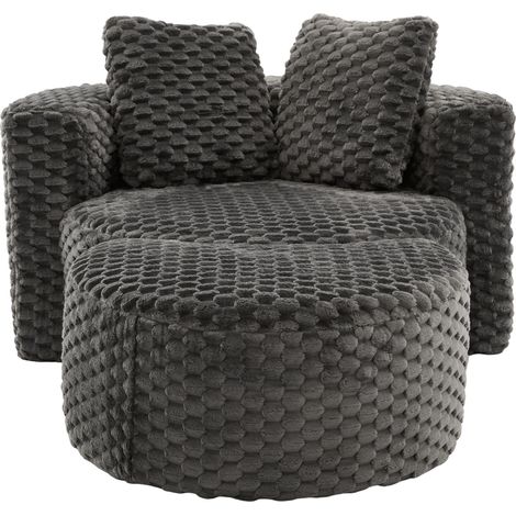 Komprimierter Relaxsessel mit Fußhocker aus dunkelgrauem Stoff 130x115x84 cm MODENUIT (1/5)