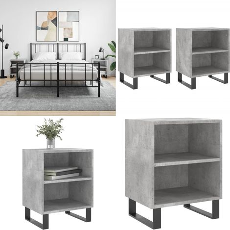 Nachttische 2 Stk. Betongrau 40x30x50 cm Holzwerkstoff - Beton Grau Nachttisch - Wohnzimmer Dekoration - Kommoden - Schränkchen - Holzwerkstoff - Home & Living