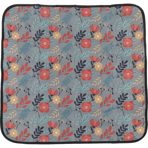 Tapis de rempotage en toile Oxford pliable, gris fleuri, pour plantes d'intérieur et d'extérieur, bonsaïs et succulentes. (1/5)