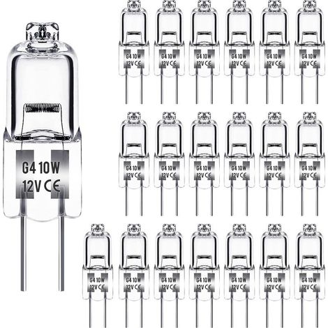 Ampoule Halogene G4, Ampoule G4 12v 10w, Blanc Chaud 3000k, 150lm, Intensité Variable, Lampehalogene G4, Lampe À Capsule Transparente, Paquet De 20 (1/5)