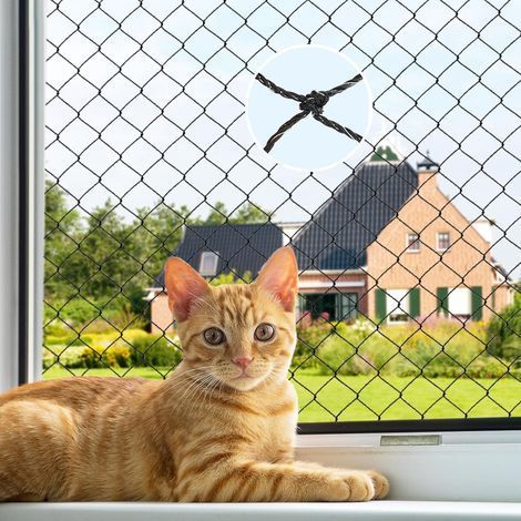 (noir, filet 3x8m avec fil d'acier) Filet pour chat, filet de balcon pour animaux de compagnie, filet de balcon pour animaux de compagnie renforcé en fil d'acier, balcon et fenêtre, escaliers (1/5)