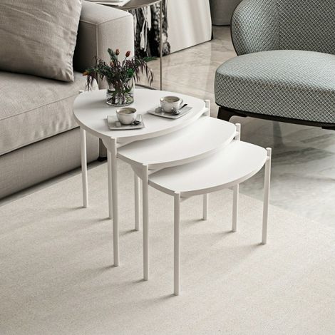 Tris tavolini da salotto Lenny colore bianco (1/5)