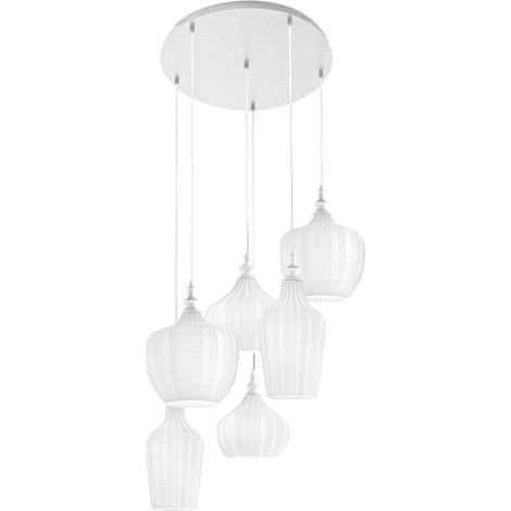Suspension Cleofe S/6 Blanc Opale - Structure Métal Blanc Mat 6X E27 Max 360W Grande Suspension - Gealuce (1/3)