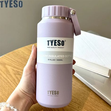 (Violet, 500 ml) Bouteille d'eau de sport isotherme grande capacité, unisexe, avec poignée. (1/2)