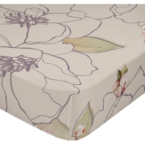 Drap housse 180x200x32 cm Pivoines blanches (Lit 180) (1/5)