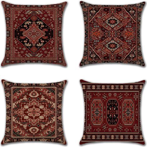 BUNTHAUS Persische geometrische Dekokissenbezüge, 4er-Set, orientalisches Ikat-Muster, 45,7 x 45,7 cm