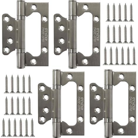 Charnières de Portes 100 mm (4 Pouces) - 4 Pcs Charnière Porte Lourde en Acier Inoxydable, Finition Brillante, avec 32 Vis de Fixation - Roulement à Billes Brossé pour Portail, Fenêtres, Placard (1/5)