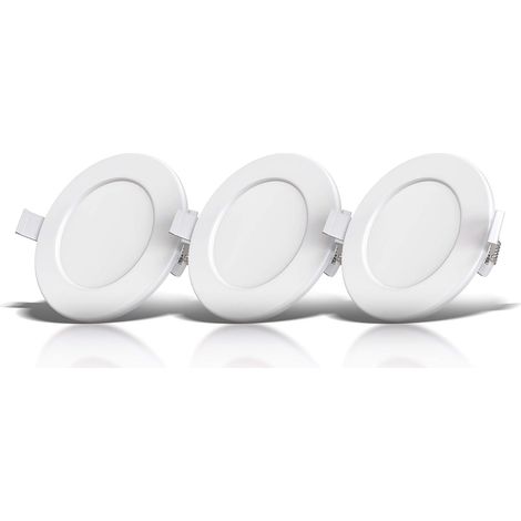 Set di 3 faretti da incasso per bagno, IP44, protetti contro gli schizzi d'acqua, ultrapiatti, Ø110mm, moduli LED da 6W, luce bianca calda [Classe energetica F]