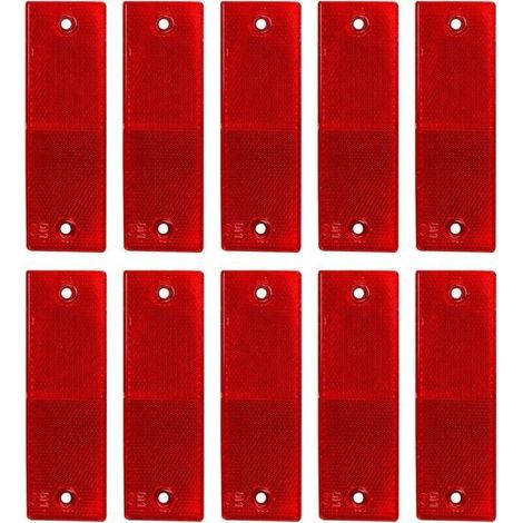 Reflective warning sign, safety reflectors, trailer reflectors, truck reflectors, for trucks, caravans, motorhomes, boats, bicycles, 10 pieces, red, 14.8 x 4.8 cm (1/3)