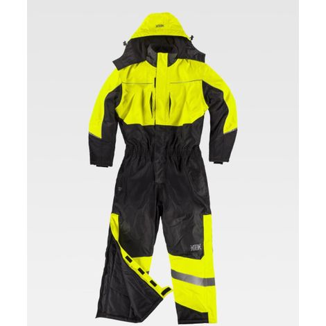 Buzo impermeable acolchado, de visibilidad realzada con cintas reflectantes y tejido Ripstop C7020 XXL Negro+Amarillo A.V.