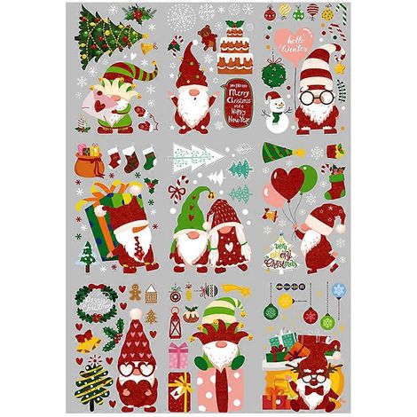 Bögen Weihnachtswichtel-Fensteraufkleber, skandinavische Wichtel-Glasaufkleber für Weihnachts-, Heim- und Bürodekorationen (1/5)