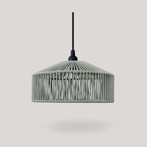 Outdoor Hängelampe IP54 Seil Lampenschirm E27 rund Ø 30 cm Grün Modern Pendelleuchte Terrasse Balkon Außenleuchte hängend (1/5)