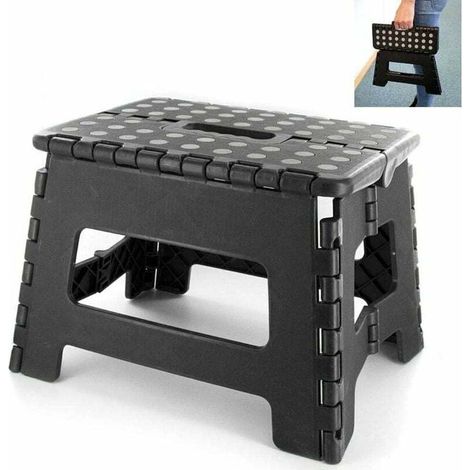 Marche Pied Pliable 9 Pouces Tabouret Pliant Marche Pied Multiusage Our Enfants, Adultes, Cuisine, Jardin Et Salle De Bain, 29 X 22 X 22 Cm, Charge Max 120kg Noir (1/5)