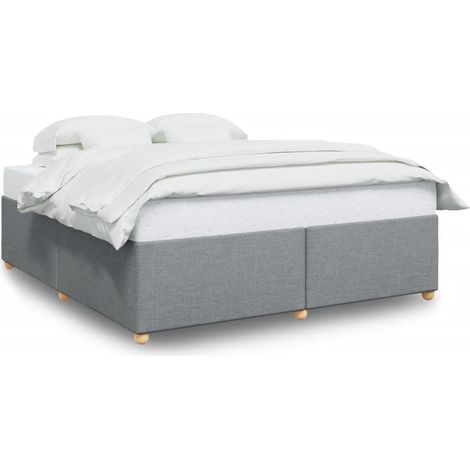 Lit double Lit adulte Cadre de lit sans matelas gris clair 180x200 cm tissu (1/5)