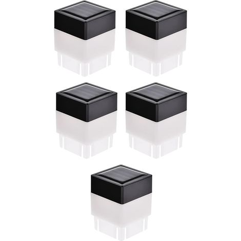Lot de 5 lampadaires solaires d'extérieur modernes de 5 x 5 cm, pour clôture, terrasse, décoration de jardin (blanc) (1/5)