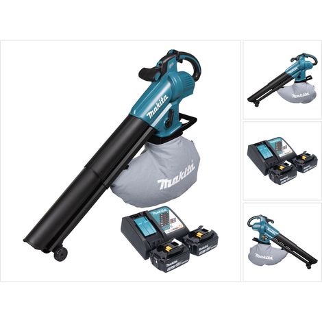 Makita DUB 187 RF2 Soffiatore e aspiratore di foglie senza spazzole da 18 V a batteria + 2x batteria da 3,0 Ah + caricabatterie
