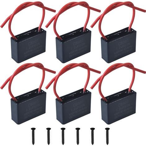 Lot de 6 Condensateurs CBB61 450V 1,2µF AC 50/60 Hz Climatiseur Ventilateur Moteur Condensateur de Marche Démarrage pour Ventilateur de Plafond, Hotte (1/5)