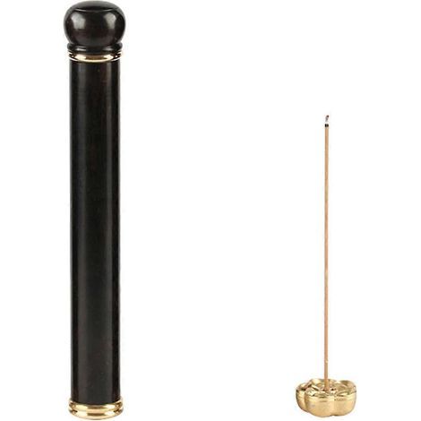 Räucherstäbchenröhre für den Heimgebrauch mit Halterung zum Einlegen von Räucherstäbchen am Boden – 13,2 x 1,7 cm – Schwarz (1/3)
