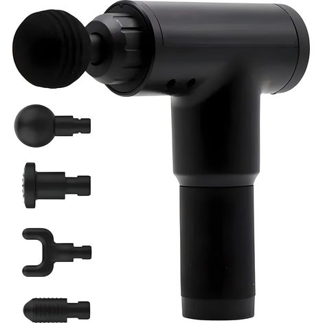 Pistolet de massage, appareil de massage, masseur musculaire, 4 têtes de massage, pistolet de massage pour la nuque, les épaules, le dos et le corps, 6 vitesses, 3500 tr/min, batterie 1200 mAh (1/5)