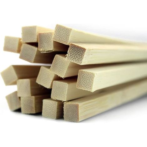 Packung mit 50 quadratischen Bambusstäben aus Naturholz für Bastelarbeiten, extra lange Holzleisten, Rundstäbe/Bambusrundstäbe für DIY-Projekte, 5 x 5 x 300 mm (1/5)