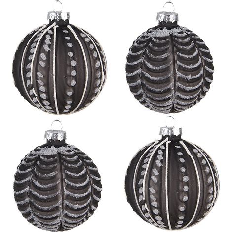 Lot de 4 Boules de Noël en Verre Noir 8 cm Décoration de Noël Classique et Luxueuse - PANGIVO (1/3)