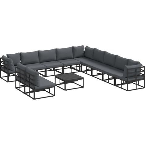 Maison Exclusive - Set Divano da Giardino con cuscino 12 pcs Nero Alluminio