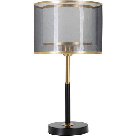Dmora - Lampada da tavolo Bernezzo, Luce da scrivania, Luminaria da ufficio, Lampada da lavoro, 25x25 h48 cm, Nero e Oro