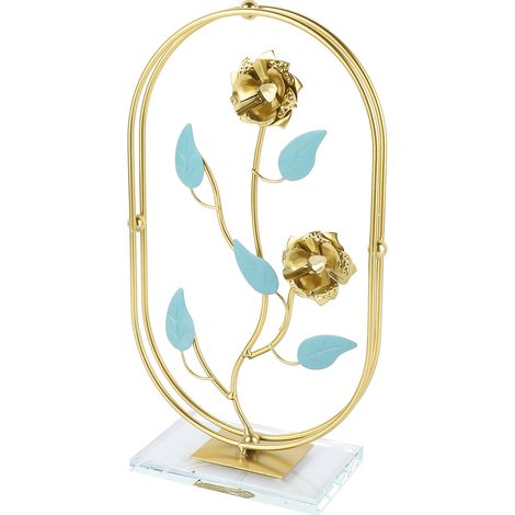 Décoration de table en métal doré, ornement artistique en fer luxueux et innovant, forme ovale rose, pour salon et maison, pièce décorative élégante. (1/5)