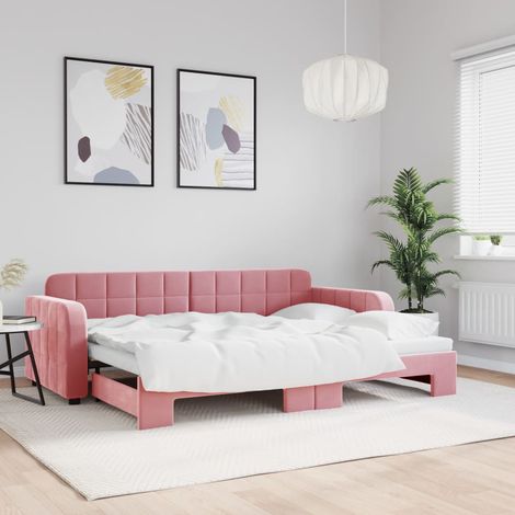 Lit de jour avec gigogne sans matelas-Canapé-lit rose 80x200 cm 638607 (1/5)