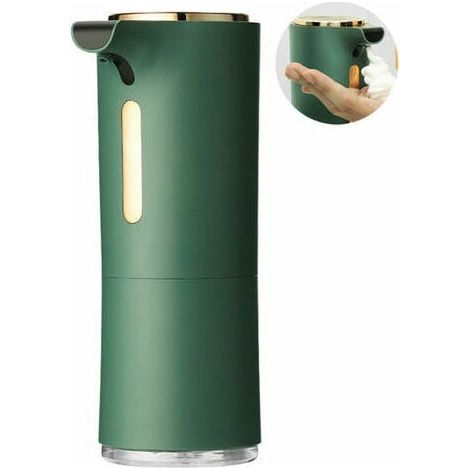 Dispensador automático de jabón líquido en espuma, sin contacto, funciona con pilas, para baño y cocina, color verde (1/5)