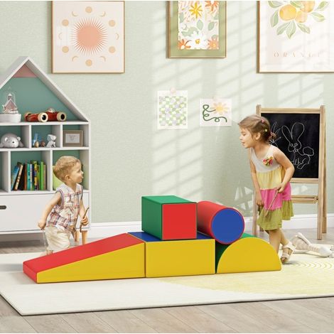 Blocs mousse 5 pièces 40,6x40,6x20,3 cm en similicuir multicolore, modulable enfant FloraGrace (1/5)