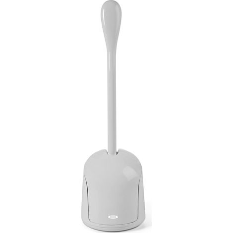 Brosse à WC compacte grise avec support, Nettoyant WC, Gris (1/5)