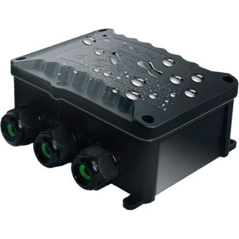 IP68 wasserdichte Anschlussdose, TÜV-zertifiziert, 4-polig mit M25-Stecker für kleine elektrische Gehäuse, schwarz, Ø 9 mm bis Ø 12 mm Durchmesser, mit 5-poliger Klemmenleiste (1/5)