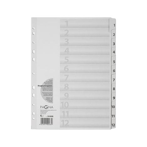 PAGNA Zahlenregister PAGNA DIN A4 160g/m² 1-12 Karton weiß/grau (1/2)