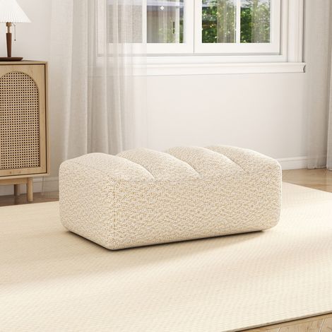 Divano senza struttura 25x25x83 cm, forma ergonomica, pouf collegabile, schiuma 32D, pile granulato beige bianco (1/5)