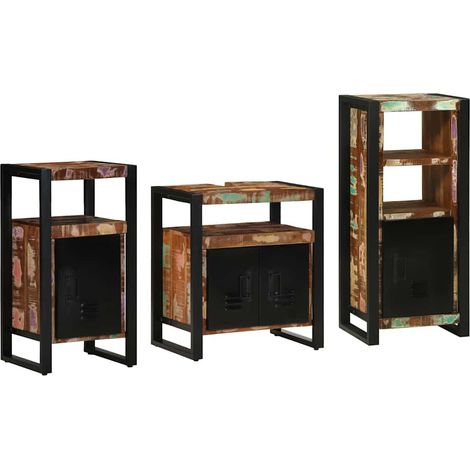 Badezimmermöbel-Set mit Regal 3 pcs Massives upgecyceltes Holz