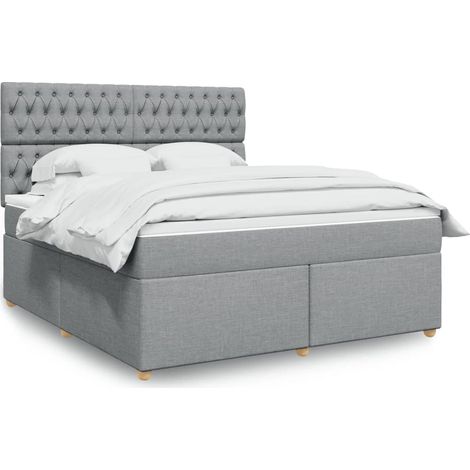 vidaXL Sommier à lattes de lit avec matelas Gris clair 180x200cm Tissu (1/5)
