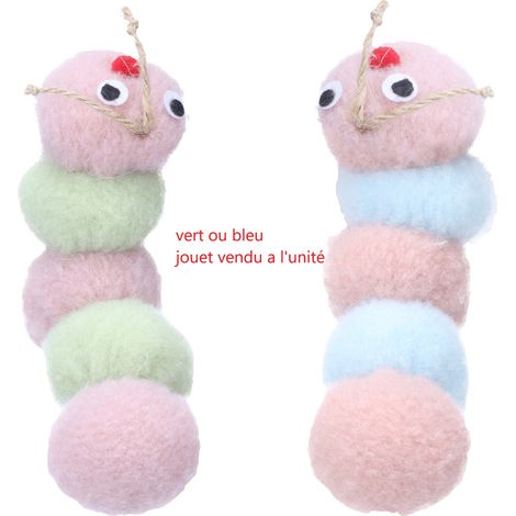 Jouet pour chat Piroe Chenille, vert ou bleu, 17 cm. - Flamingo