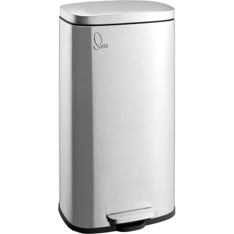 Svita – Poubelle à pédale 30L en acier inoxydable – Couvercle Soft-Close – Seau intérieur amovible – Ouverture par pédale – Design élégant