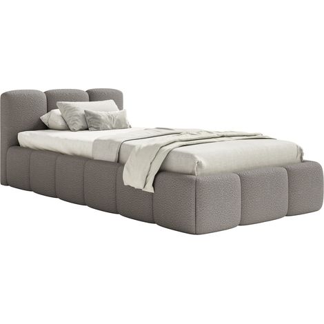 Selsey Cloudy Low – Polsterbett 90x200 cm, Bouclé Grau (1/5)