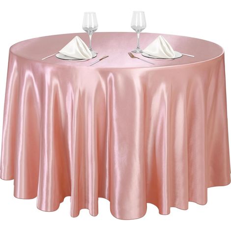 Diese runde Tischdecke mit seidigem Griff ist ideal für Restaurants, Hochzeiten und Empfänge aller Art. Farbe: Roségold, Durchmesser: 228 cm. (1/5)