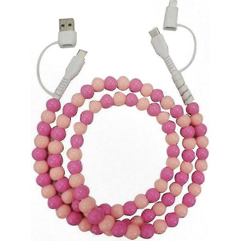 Câble de charge rapide à billes 4 en 1 pour téléphones et appareils - rose clair et rose