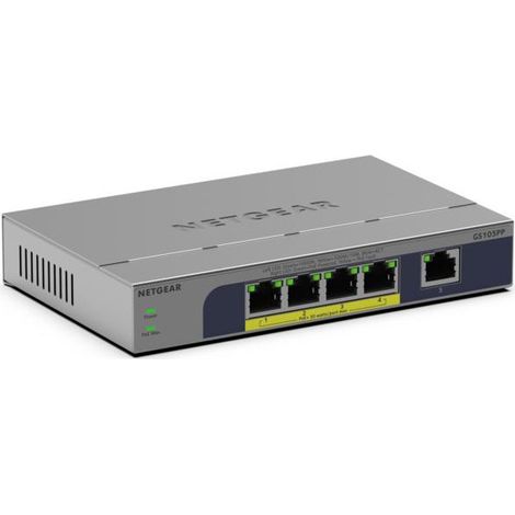 NETGEAR GS105PP Non gestito Gigabit Ethernet (10/100/1000) Supporto Power over Ethernet (PoE) Montaggio da desktop/parete Grigio