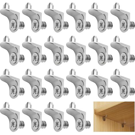 22 Supports D'Étagère, Supports d'Étagères D5, Support Étagère pour Trous de Perçage Ø 5 mm, Taquet Étagère en forme de L métal,pour Meuble Armoire Placard，Étagères De Placard，Avec Vis