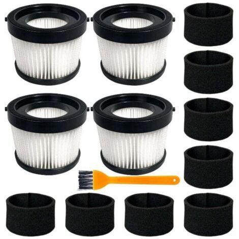 Pack of 4 HEPA filters DCV5011H compatible with DEWALT DCV501HB cordless handheld vacuum cleaner, with 8 foam sleeve filters and 1 brush