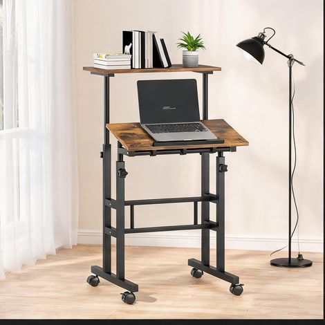 Bureau coloris rustique-marron en mDF métal 60 x 60 x 120 cm (1/5)