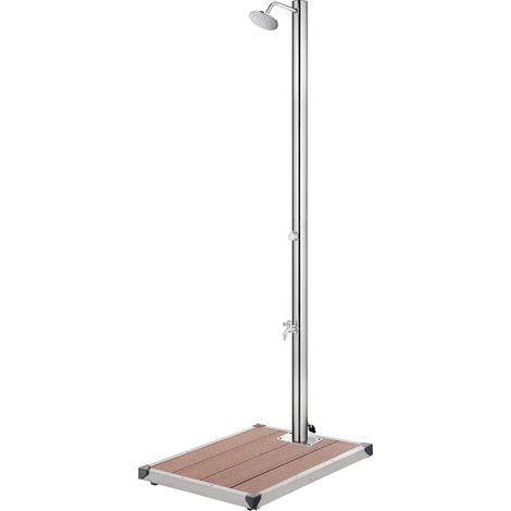 Gartendusche mit Brauner Bodenplatte 220 cm Edelstahl