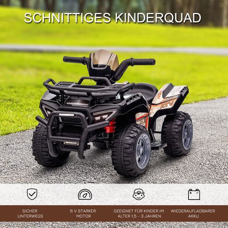 Quad électrique enfant HOMCOM 6V avec marche avant et musique, pour bébés de 18 mois à 3 ans, noir.